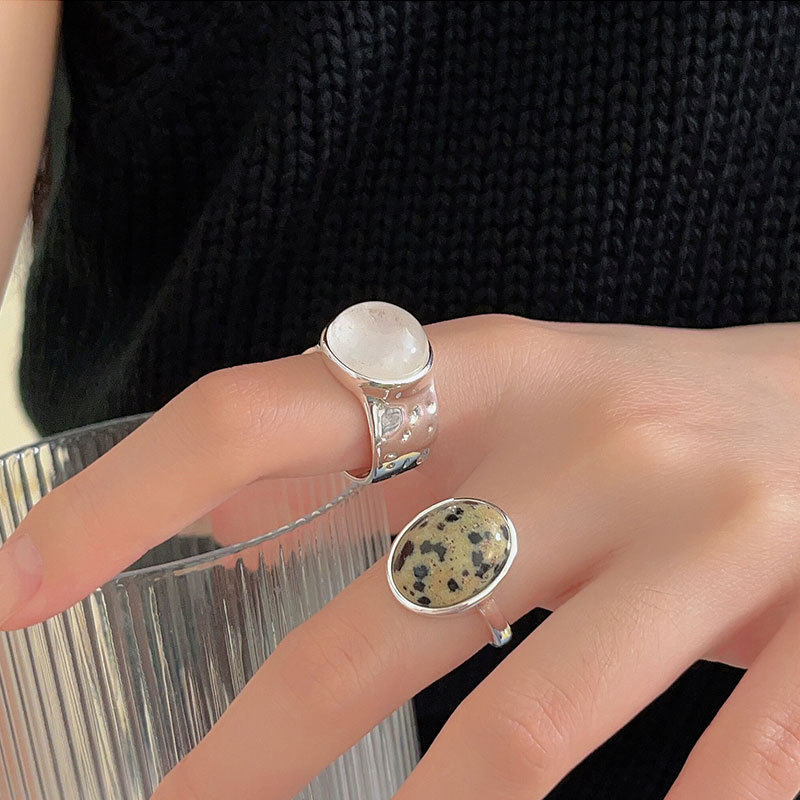 White Crystal Oval Ring