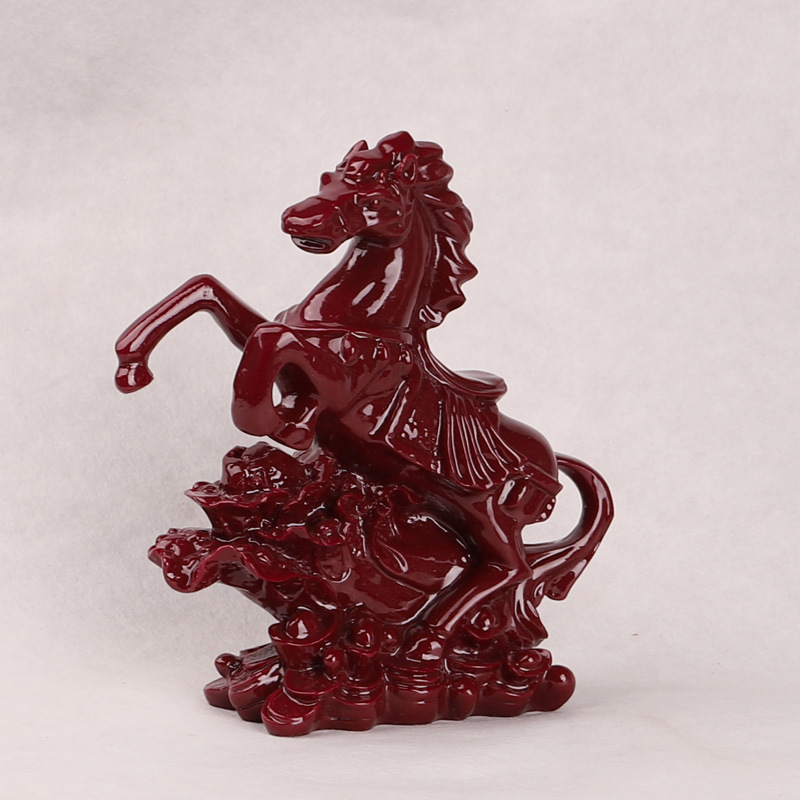Vermilion Cinnabar Horse for Success Feng Shui Ornament - Wealth Attraction, Luck Transformation, Career Soaring Office and Home Décor