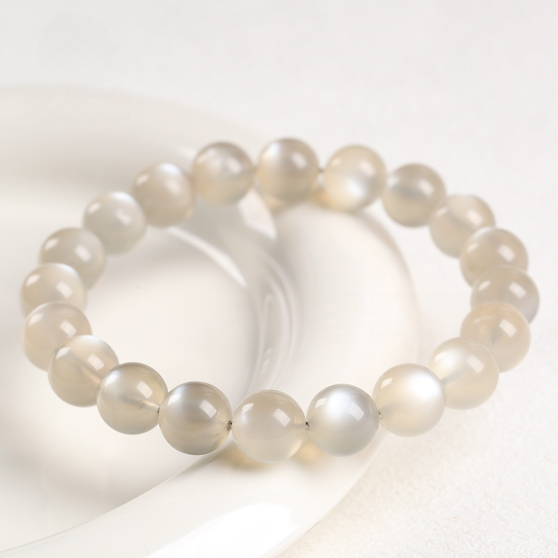 Round Bead Milk Tea Moonstone Bracelet