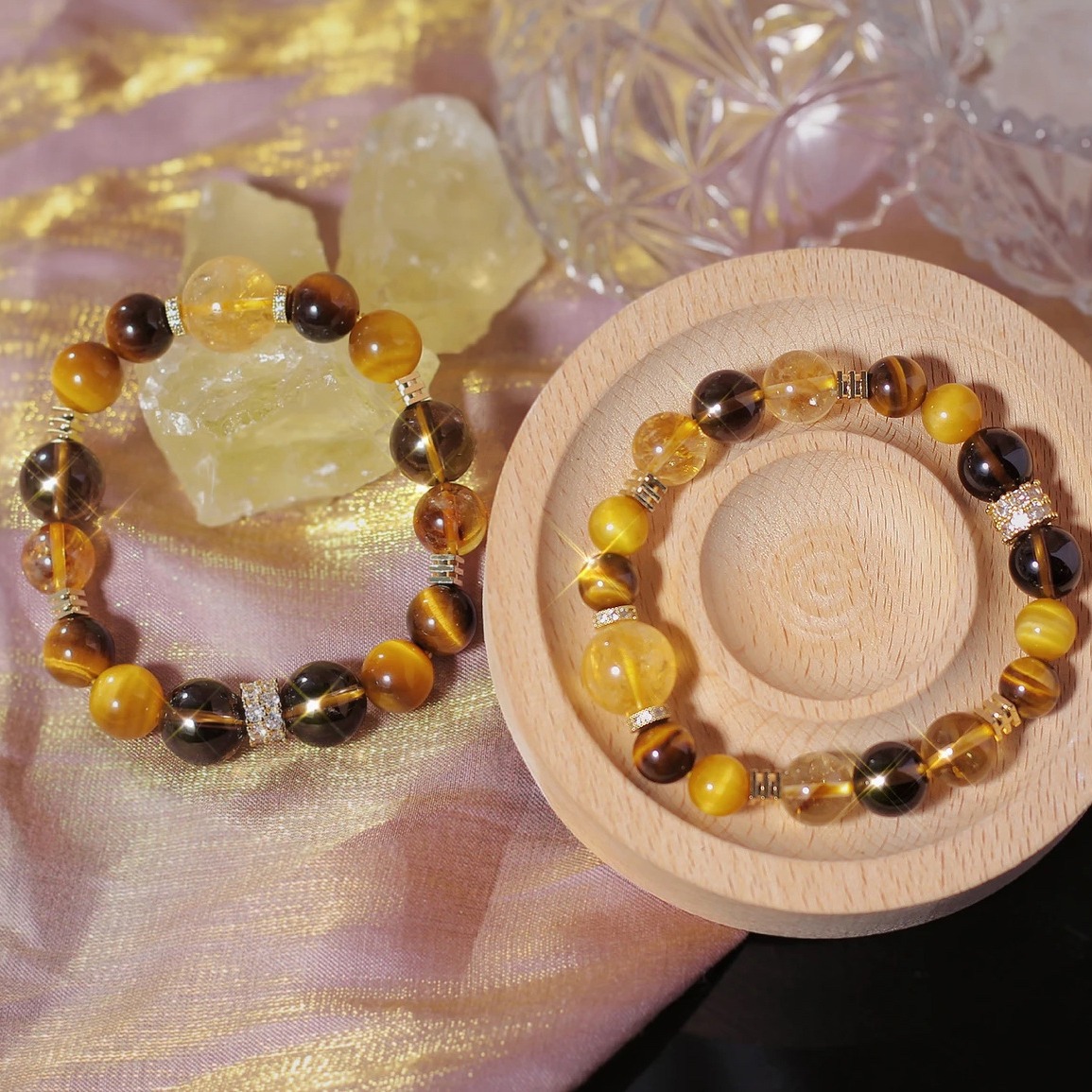 Natural Yellow Tower Crystal Golden Tiger Eye Yellow Quartz Bracelet for Wealth, Luck, and Protection, Unisex Energy Bracelet
