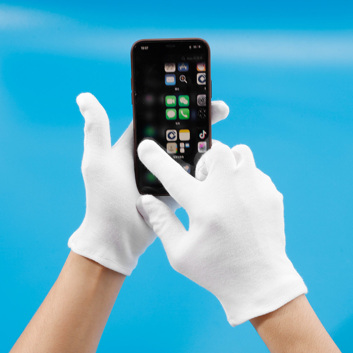 厂家批发白手套纯棉 作业文玩礼仪劳保棉手套 汗布盘珠薄工作手套