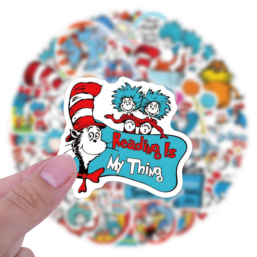 60张新款苏斯博士 Dr. Seuss 涂鸦贴纸汽车行李箱水杯贴纸DIY批发