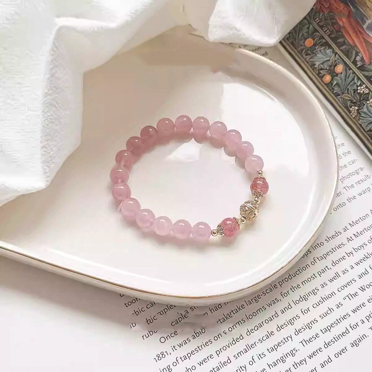 Designer Minimalist Rose Quartz Bracelet