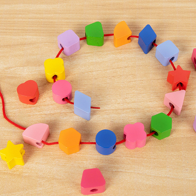 蒙氏形状配对套柱串珠益智几何积木专注力训练儿童幼儿园启蒙玩具