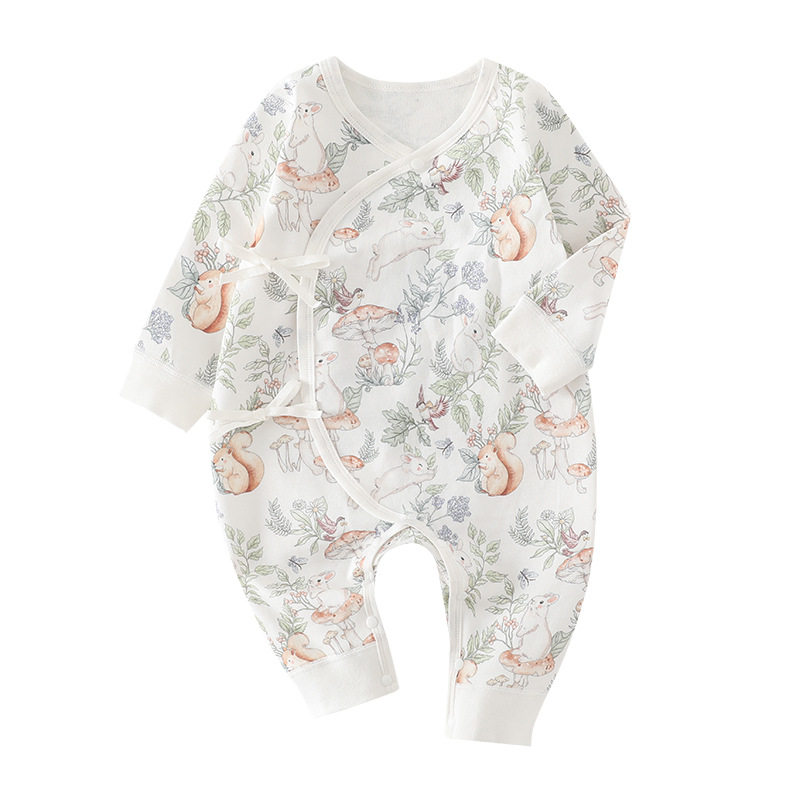 新生儿蝴蝶衣纯棉春秋四季无骨A类新生婴儿和尚服连体衣安阳童装