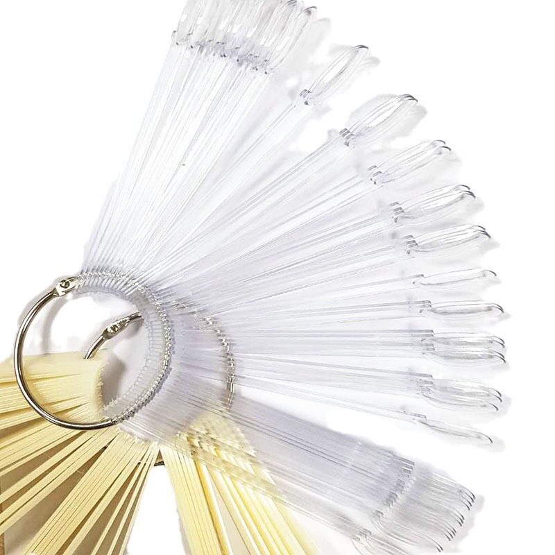 新款椭圆50片扇形色板 美甲甲模 圆头扇形色卡 指甲展示练习色卡