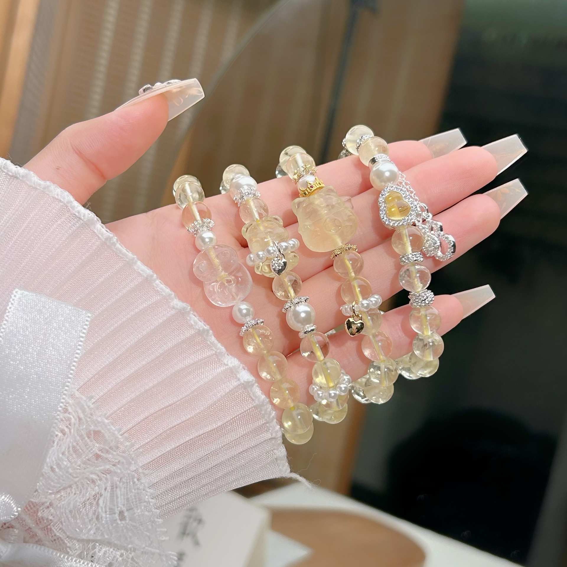 Natural Citrine Cat Bracelet | Emotional Energy Guardian | Essential for Wealth and Luck