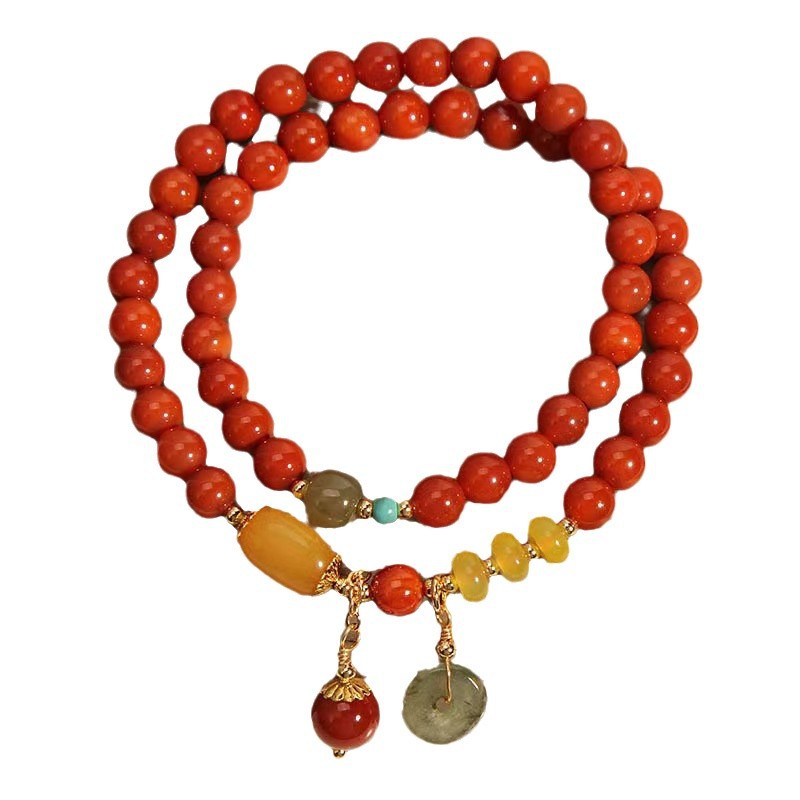 Red Agate Multi-layer Bracelet for Peace, Natural Red Agate Bead Bracelet, Wealth Attraction and Evil Protection Bracelet.