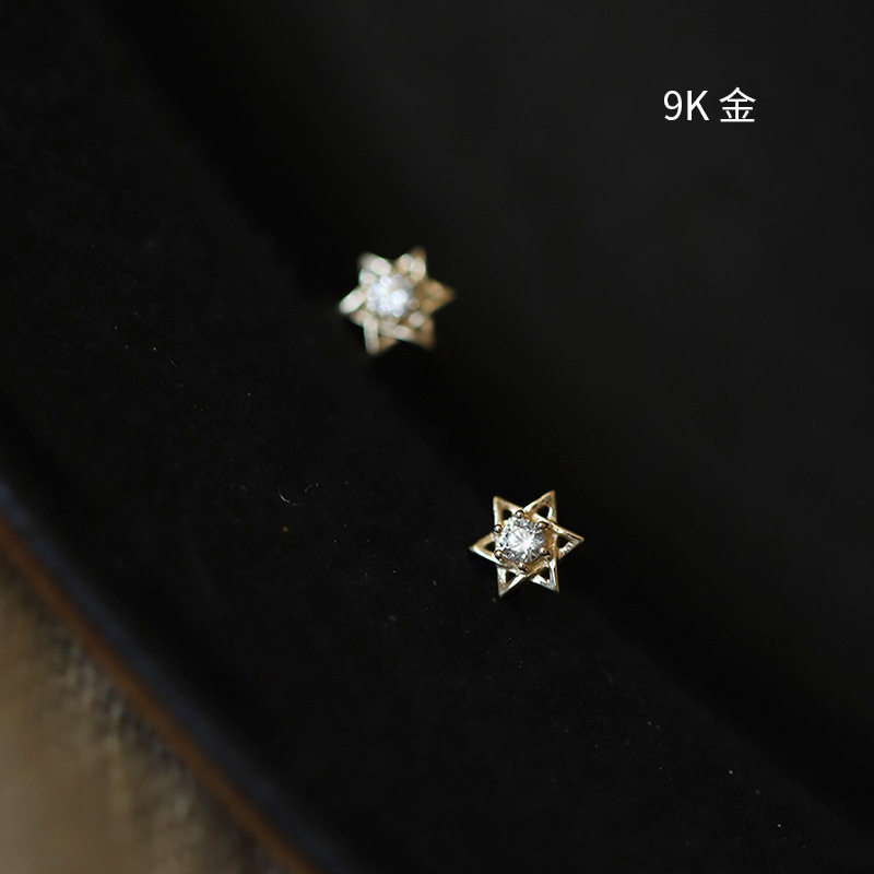 9K金 六芒星耳钉