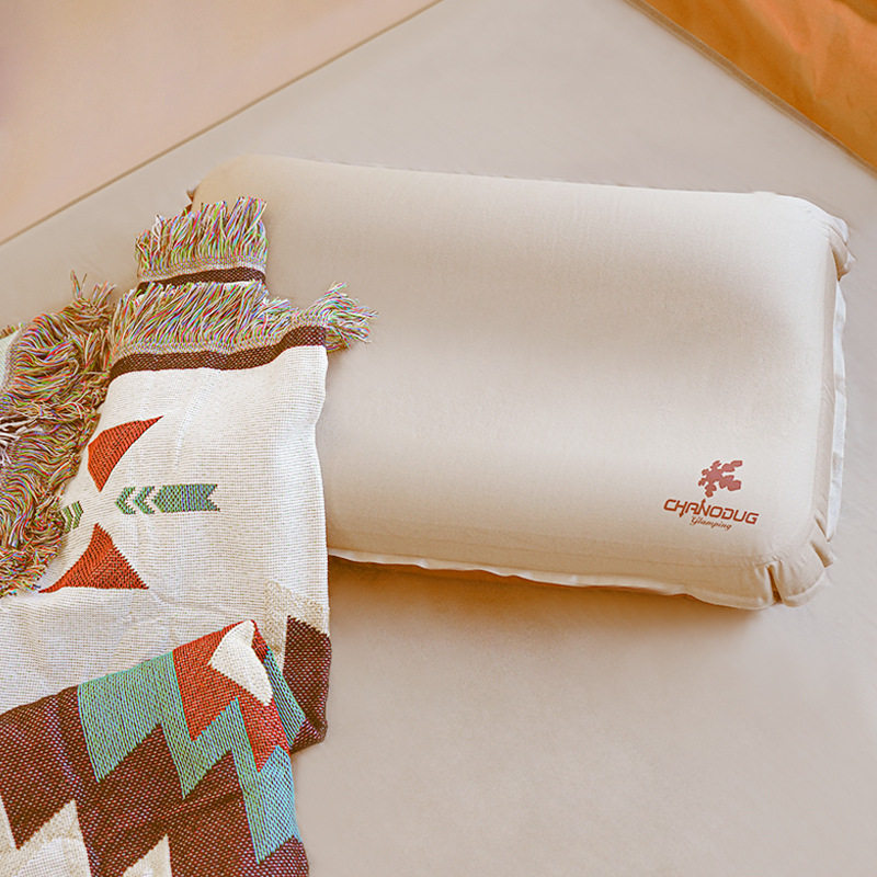 露营旅行便携易收纳自动充气枕户外3D舒适靠枕高弹力回棉奶酪枕头