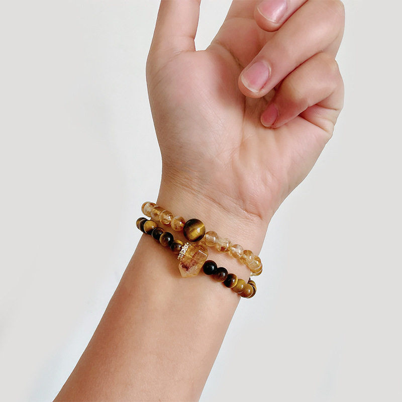 Double-Wrap Modern Chinese Citrine Tower Crystal Bracelet