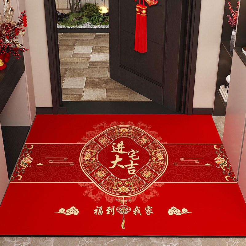 硅藻泥地垫喜庆新中式可裁剪地垫家用玄关大门口进门防滑脚垫子