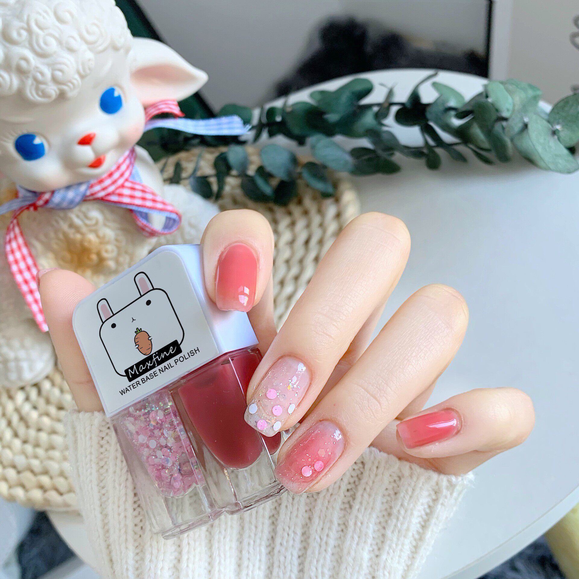 maxfine指甲油双子星水性亮面免烤持久撕拉双胞胎美甲套装批发