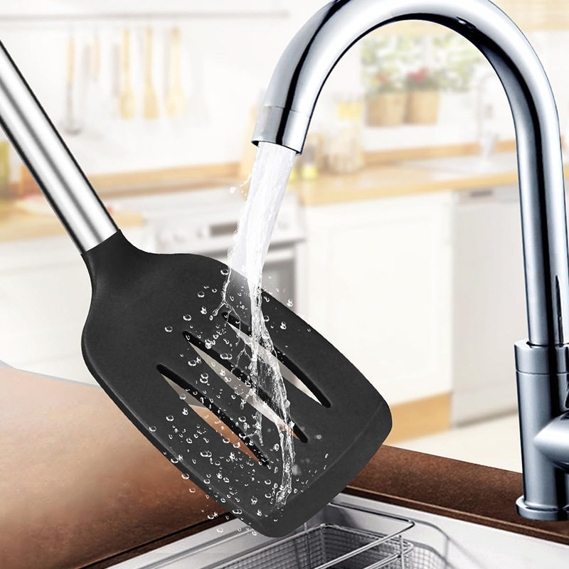 跨境爆款硅胶厨具不粘锅汤勺锅铲煎铲漏铲器套装防滑耐高温厨房用