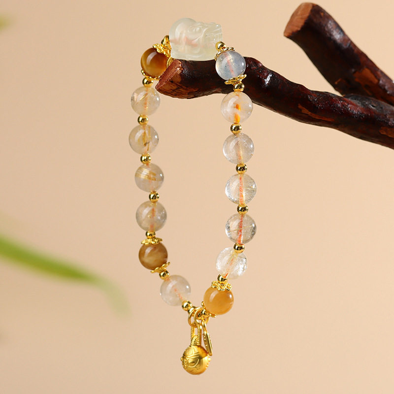 Luxury Golden Rutilated Quartz Bracelet