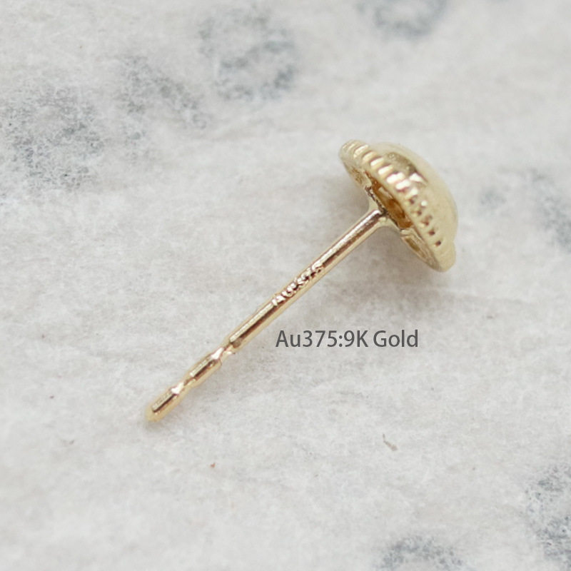9K gold beaded heart-shaped stud earrings