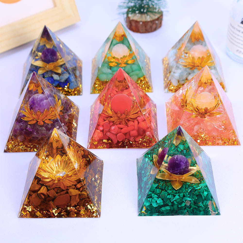 Lotus Pyramid — Amethyst Orgonite Energy Tower
