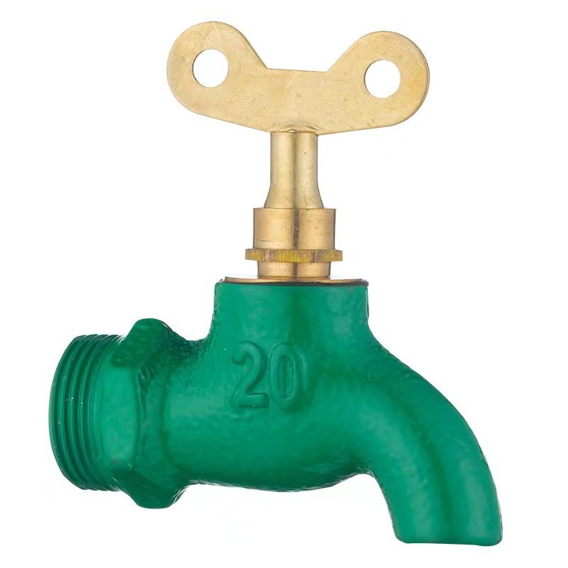 户外4分绿色老式铁快开水龙头铸铁龙头铁钥匙龙头卫浴批发