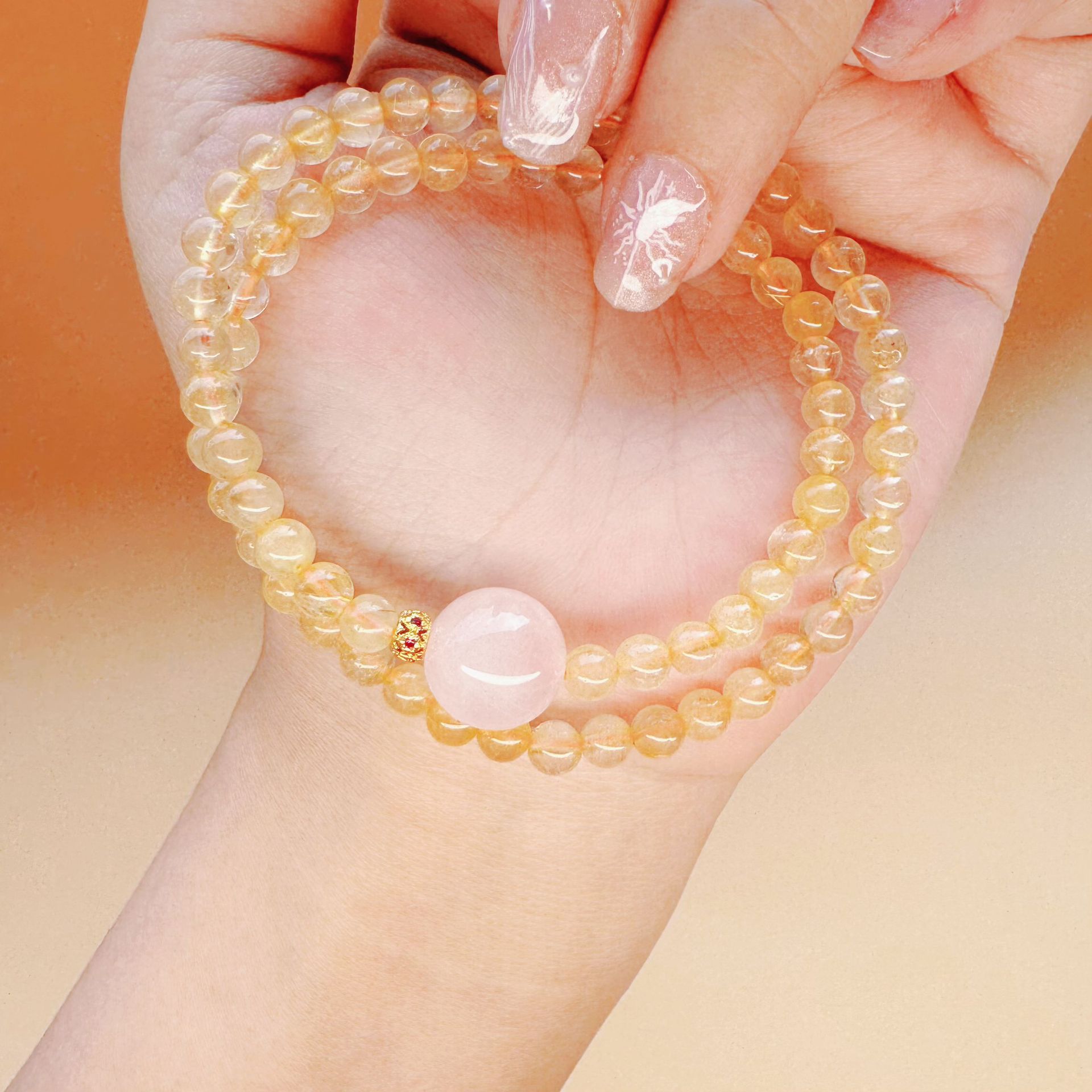 Natural Crystal Rutilated Quartz Bracelet, Wealth Attracting and Luck Changing Energy Bracelet, Unisex Design.