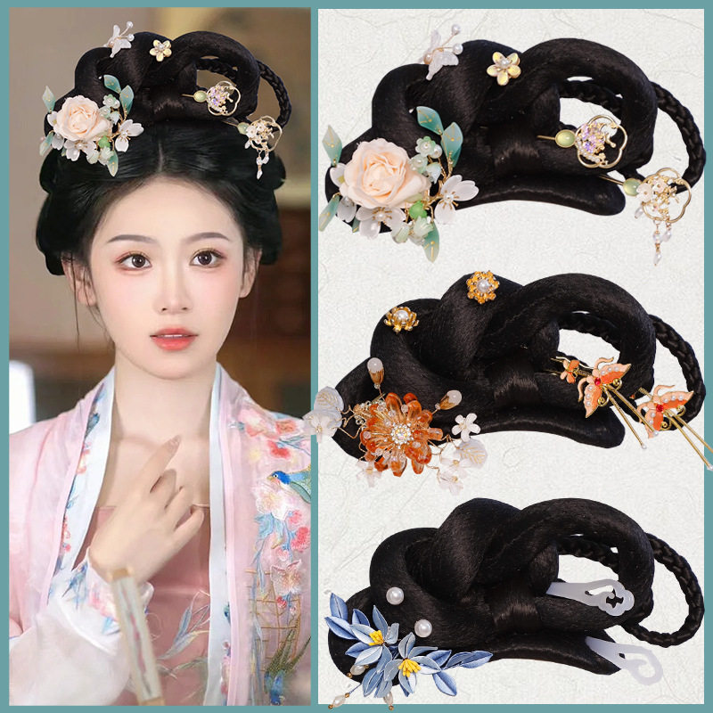 古装百搭唐风发髻全发丝假发汉服明制发髻软底新手懒人包饰品组合