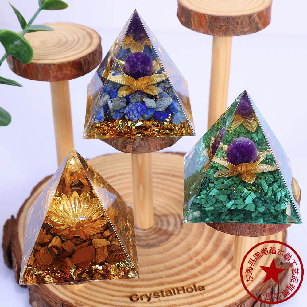 Lotus Pyramid — Amethyst Orgonite Energy Tower