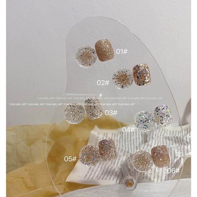 涩味晶钻粉美甲闪粉饰品香槟色细粉璀璨亮片粗细混指甲装饰网红款