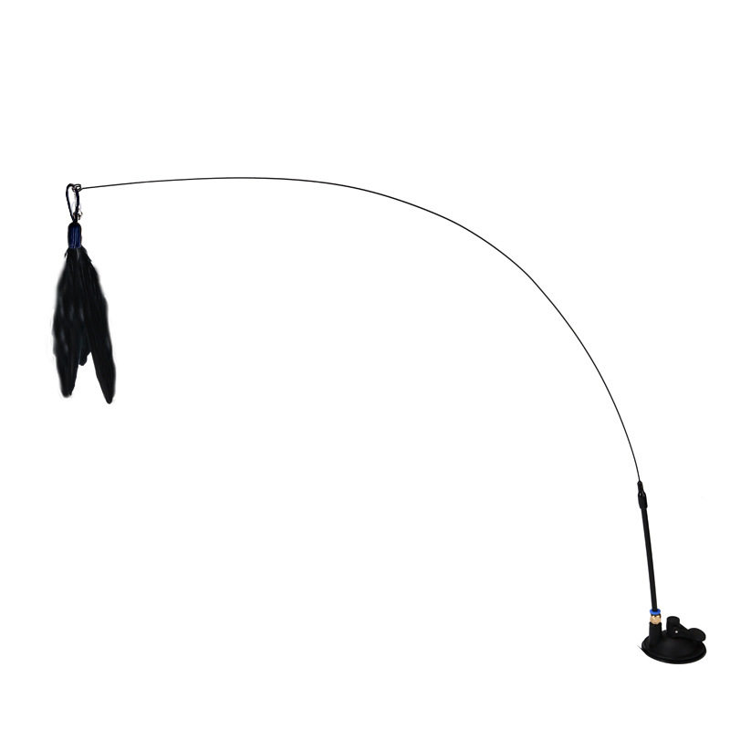 强力吸盘逗猫棒钢丝长杆羽毛猫玩具自嗨解闷耐咬逗猫神器宠物玩具