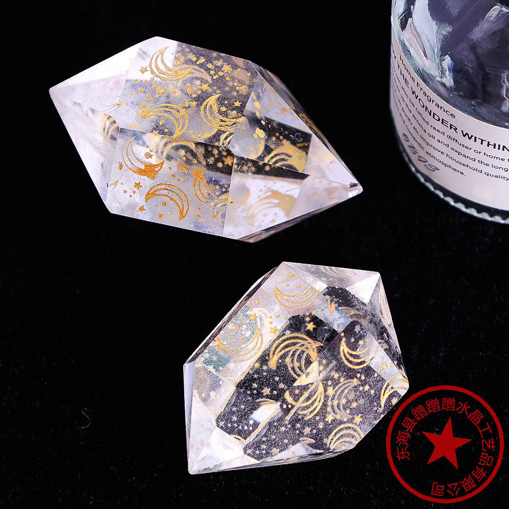 Starfield Bi-Point — Clear Quartz Chakra Double-Terminated Wand