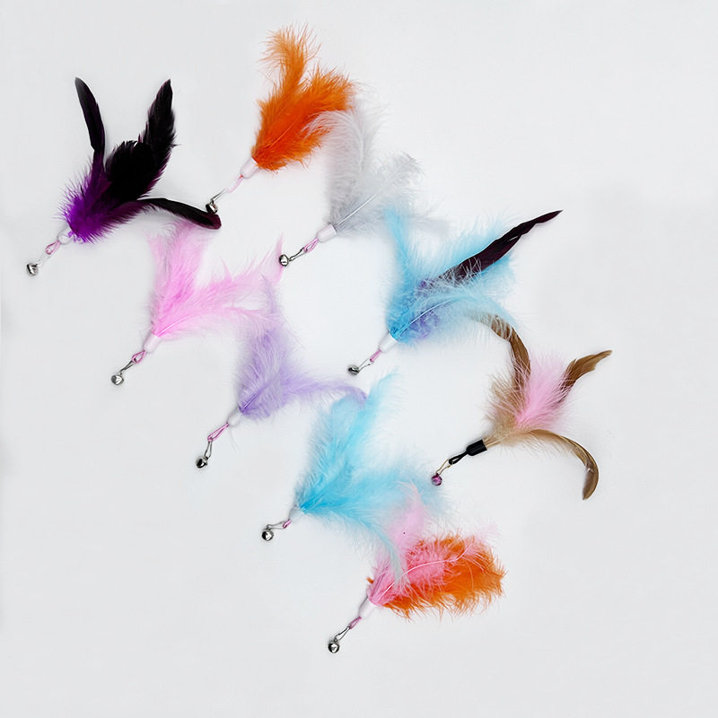 猫玩具逗猫棒羽毛铃铛替换头宠物毛绒玩具逗猫神器解闷宠物玩具