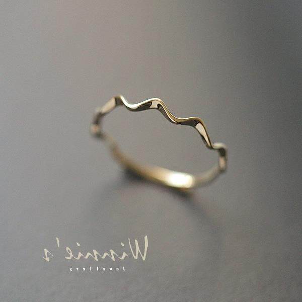 14K gold water ripple wave ring