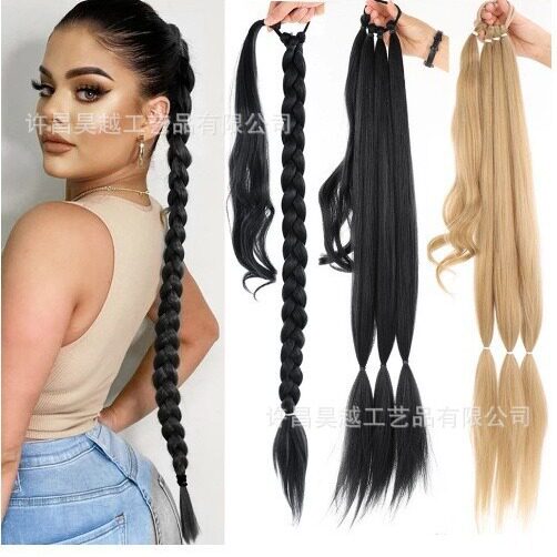 跨境假发马尾缠绕式接发马尾辫合成假发辫拳击马尾辫现货外贸新品