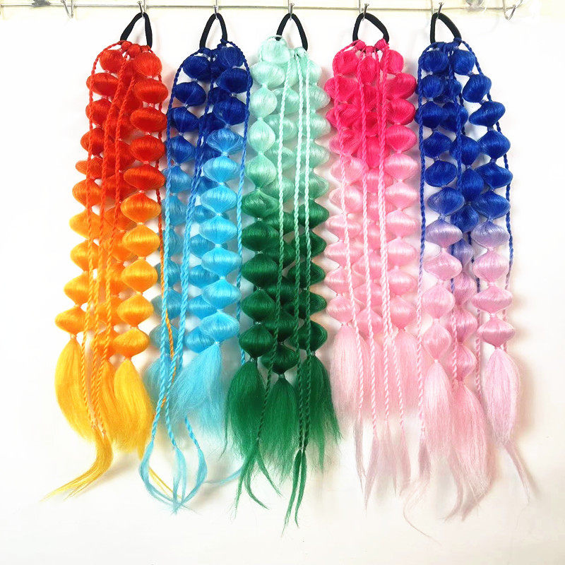 网红拍照灯笼泡泡扭股辫时尚女街拍造型长款手编辫子马尾假发批发