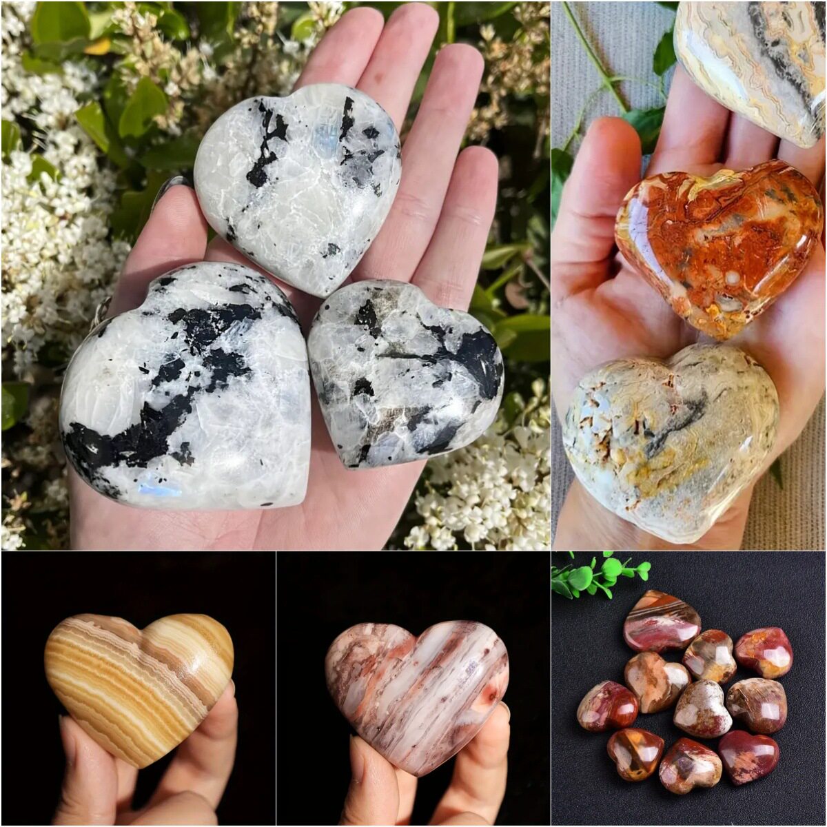 Heart of Gaia — Natural Crystal Heart Palm Stone