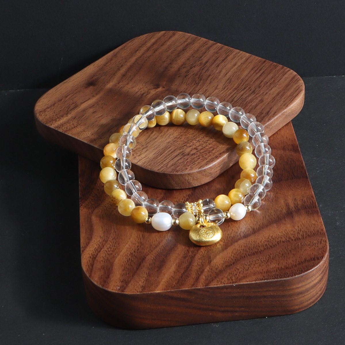 Double-Wrap Modern Chinese Clear Quartz Bracelet