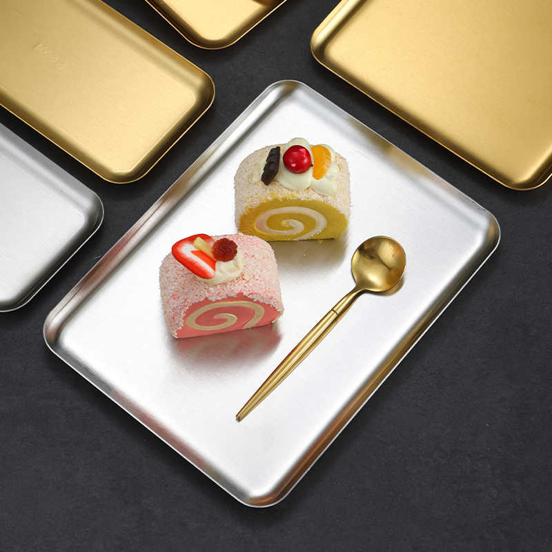 韩式不锈钢长方盘烧烤盘火锅菜盘咖啡厅托盘烤肉盘寿司盘水果盘子