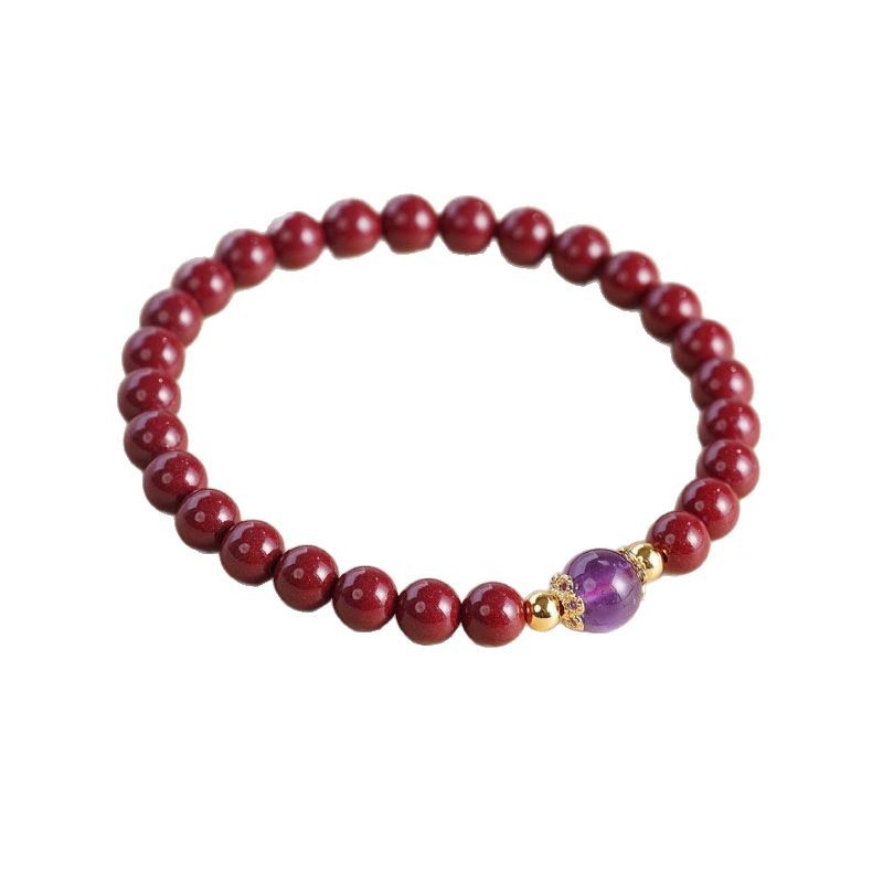 Nine Purple Fire Cinnabar Bracelet, Natural Ore Zodiac Year Evil Ward Off, Fortune Attracting, and Protection Amulet Bracelet.