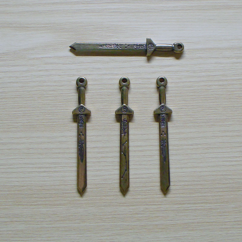 Brass Seven-Star Sword Taoist Ritual Object Pendant, House Blessing, Evil Ward, Talisman, Feng Shui Ornament for Carrying.