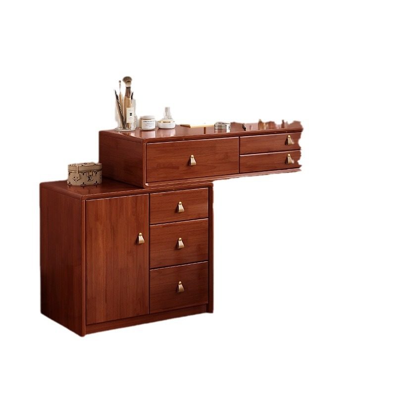 实木梳妆台化妆桌斗柜一体现代简约伸缩小户型新中式卧室化妆台橱