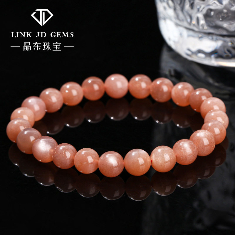 Round Bead Orange Moonstone Bracelet
