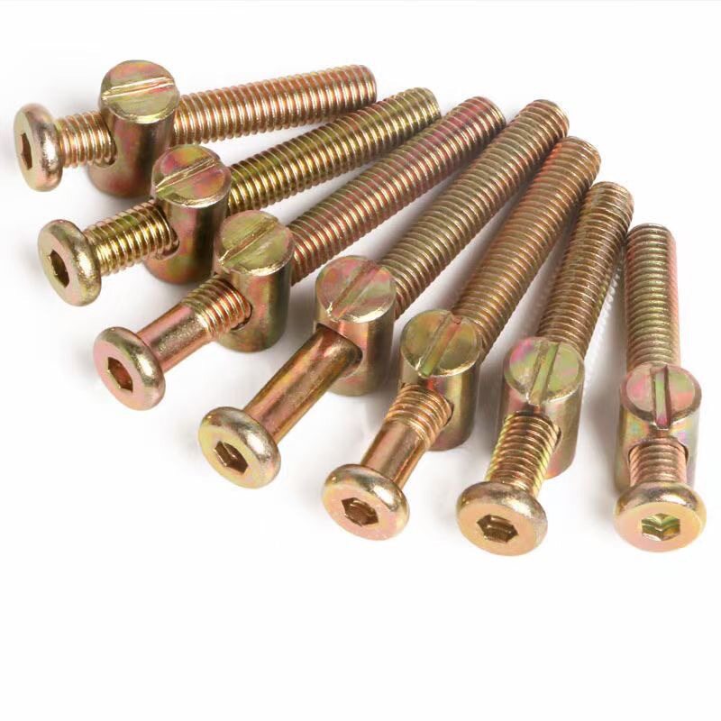 6mm家具五金螺丝 儿童床配件螺丝横孔螺母书柜斜平头螺丝锤头螺母