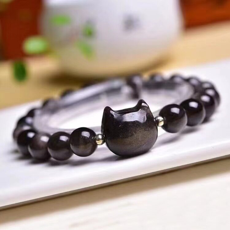 Handcrafted Silver Obsidian Bracelet
