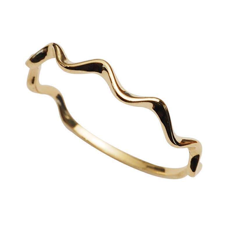 14K gold water ripple wave ring