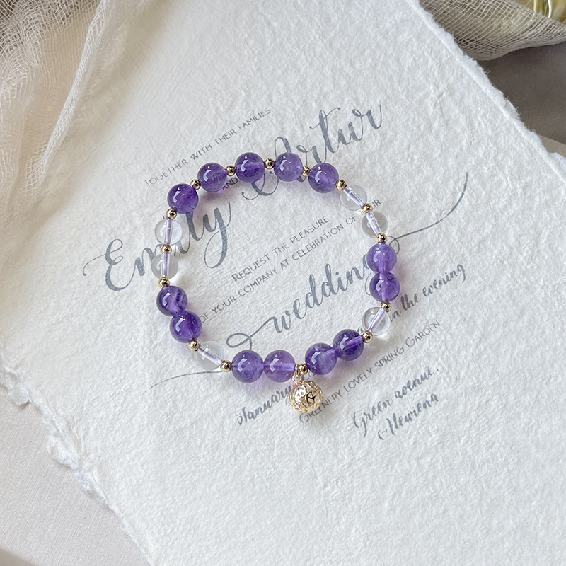 Natural Amethyst Bracelet Energy Stone for Wealth, Luck, and Sleep Aid