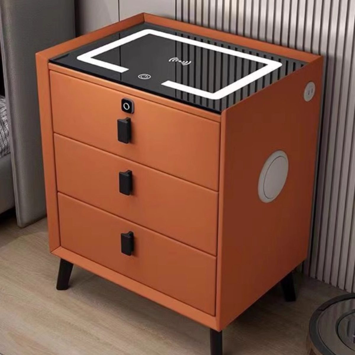 多功能智能床头柜蓝牙音箱现代简约卧室两抽无线充USB床边柜三抽