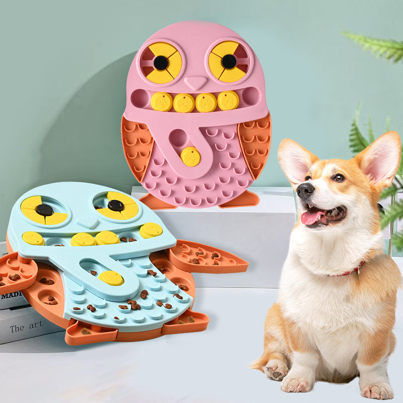 亚马逊新款企鹅造型狗狗漏食玩具嗅闻益智慢食盘宠物互动缓食盘
