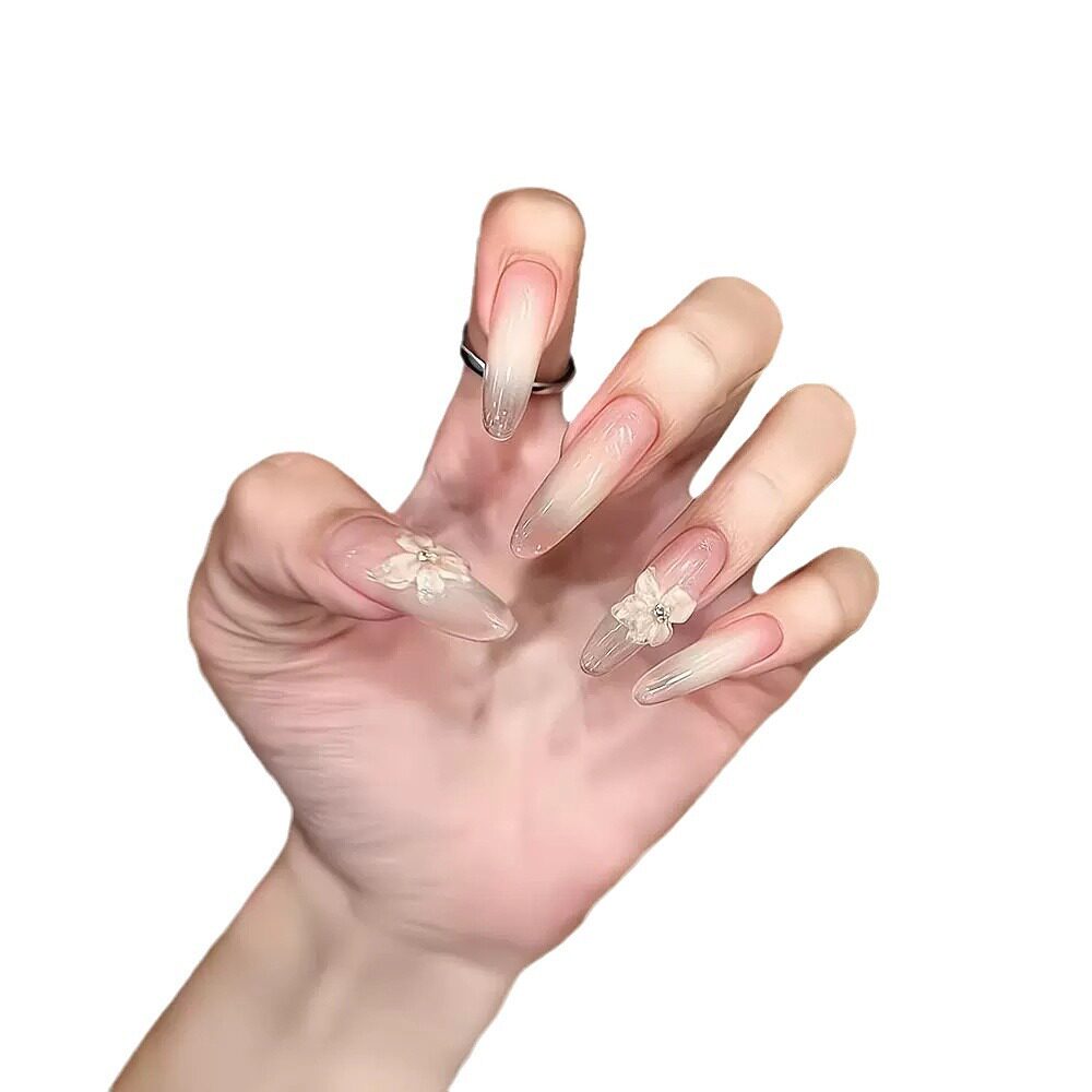 【凌洛原创】高级纯欲氛围感立体冰花显白美甲纯手工穿戴甲可拆卸