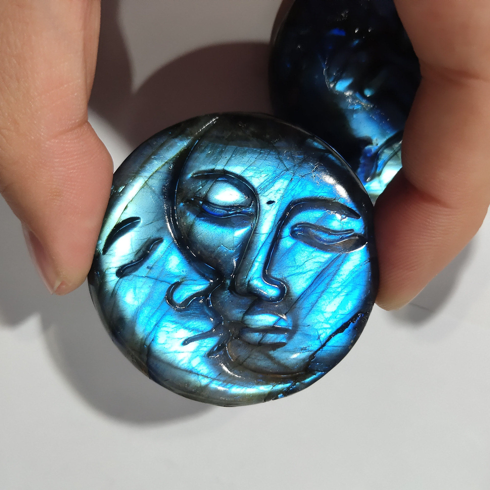 Labradorite Sun Moon Carving