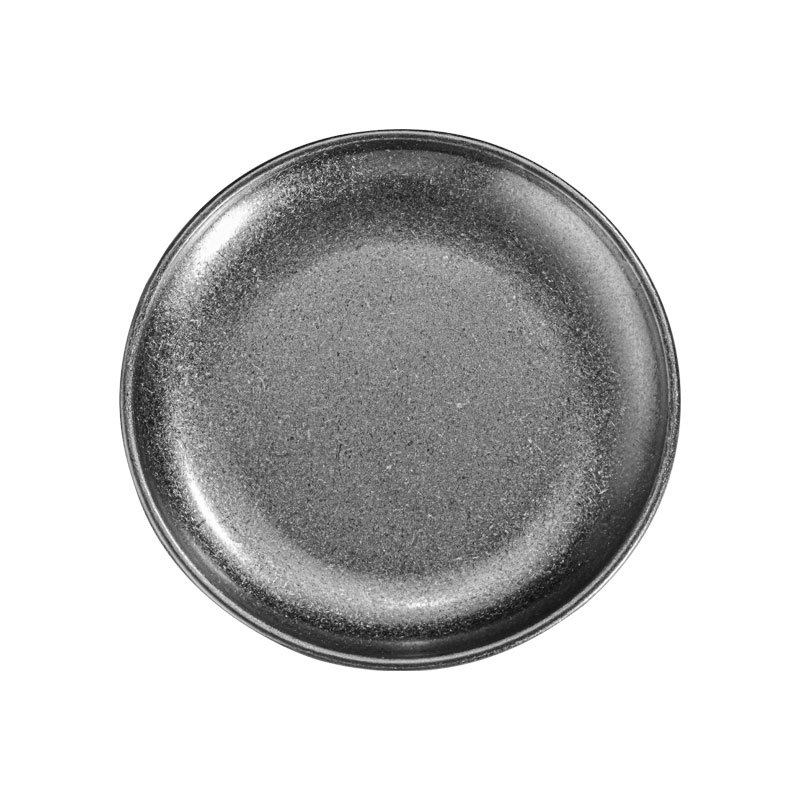 韩式不锈钢圆盘ins做旧咖啡厅托盘水果盘甜品浅盘平底碟复古餐具