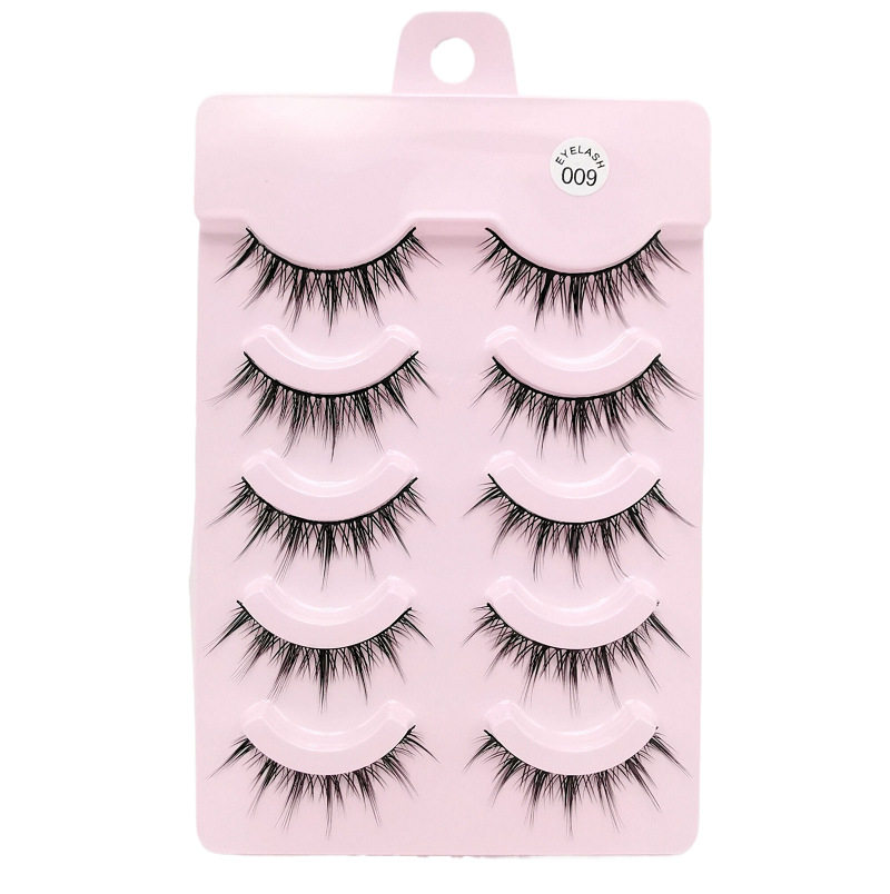 黛萌菲009漫画小恶魔假睫毛芭比卷翘款分段5对装假睫毛跨境货源