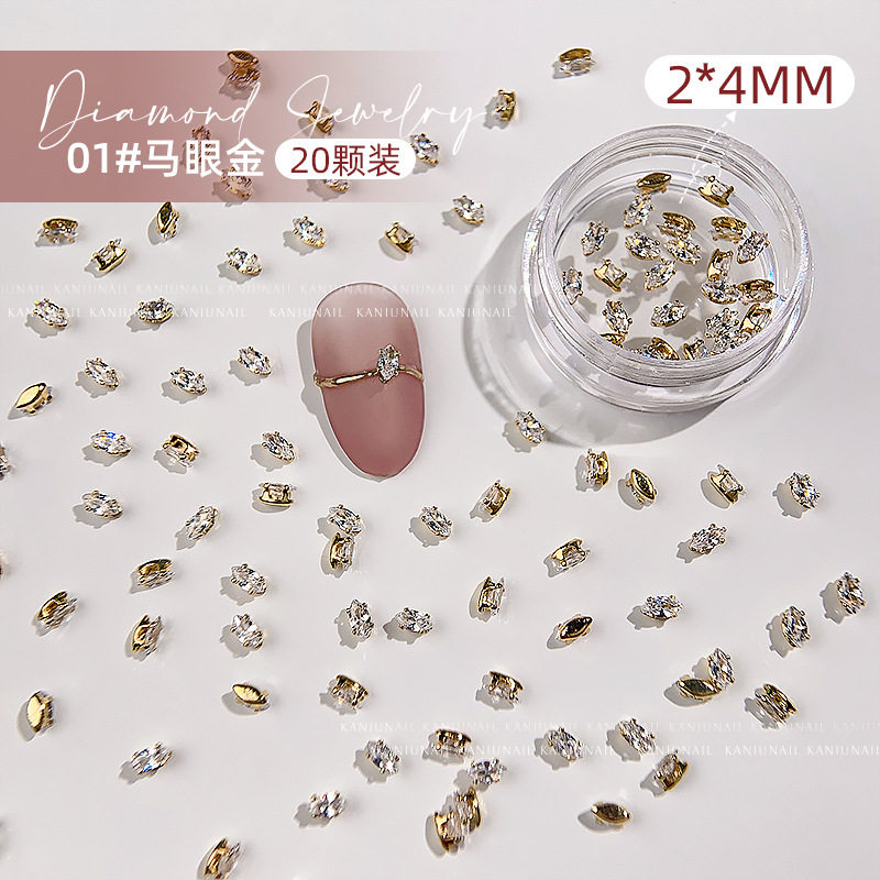 网红美甲爪钻超闪水滴马眼小长条水晶锆石爆闪平底钻饰指甲装饰品